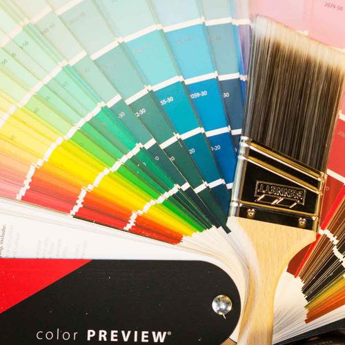 Paint Swatches with paint brush on top - Airdrie Paint and Decor